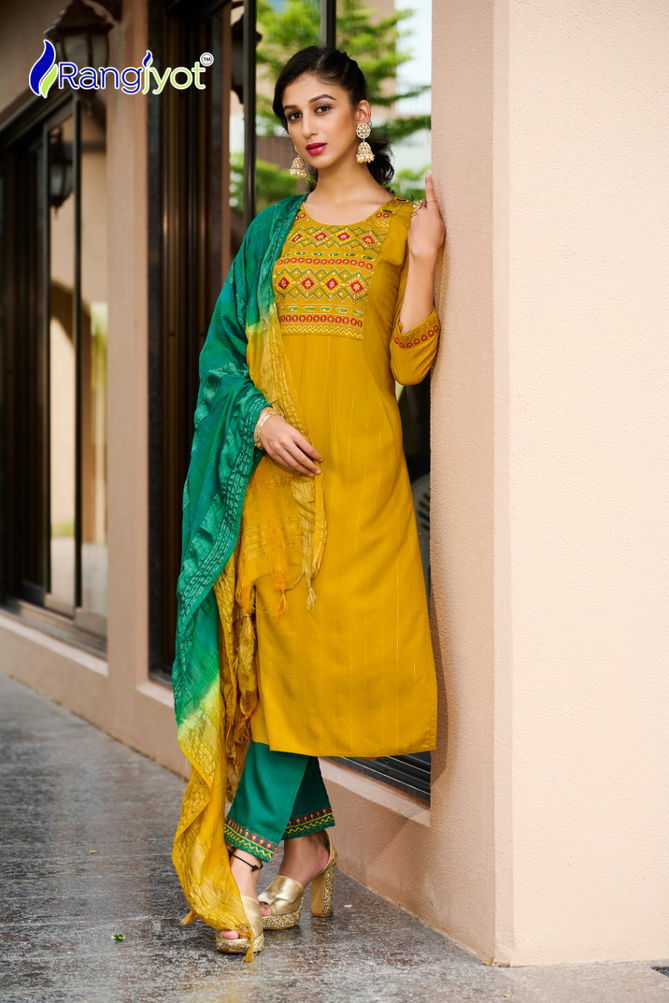 Rangjyot Anusha New Designer Exclusive Wear Fancy Kurti Pant With Dupatta Collection